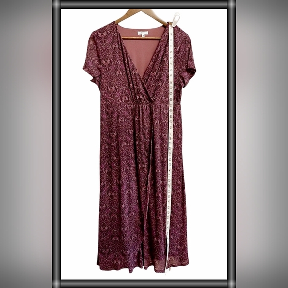 🔥Croft & Barrow XL Crossover Empire Waist Midi Plum Paisley wrap dress - Picture 2 of 16